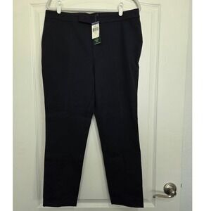 Lauren Ralph Lauren Navy Blue Pants Cropped Straight Leg Size‎ 12 Office Preppy